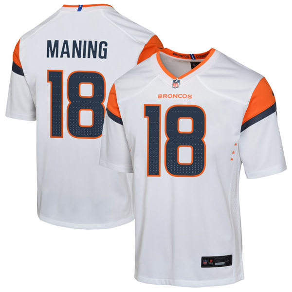  Youth Denver Broncos Retired Player #18 Peyton Manning Nike White Limited Jersey 