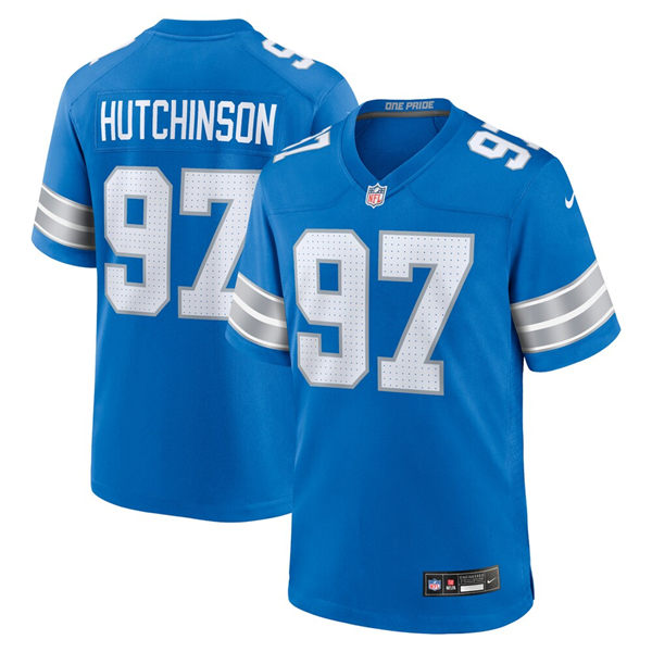  Youth Detroit Lions #97 Aidan Hutchinson Nike 2024 Blue Limited Jersey 