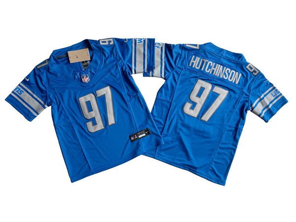  Youth Detroit Lions #97 Aidan Hutchinson Nike Blue Vapor F.U.S.E. Limited Jersey 