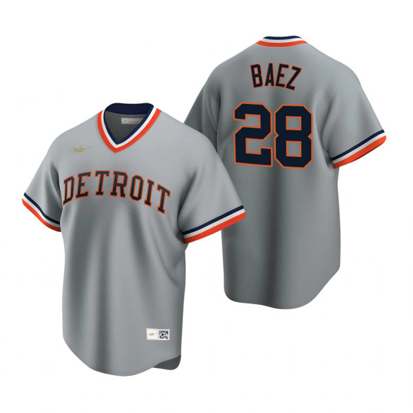  Youth Detroit Tigers #28 Javier Baez Nike Gray Pullover Collection Jersey 