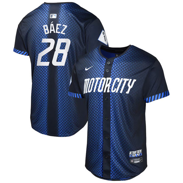  Youth Detroit Tigers #28 Javier Baez Nike Navy 2024 City Connect Limited Jersey 