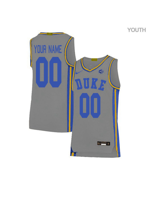  Youth Duke Blue Devils Custom Nike Grey College Basketball Game Jersey 