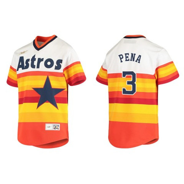  Youth Houston Astros #3 Jeremy Pena White Orange Cooperstown Collection Jersey 
