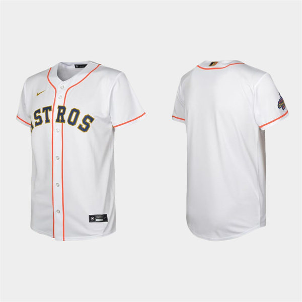  Youth Houston Astros Blank White 2023 Gold Rush Uniform Jersey 