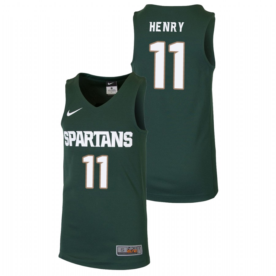  Youth Jersey Michigan State Spartans Green Aaron Henry Basketball Replica Jersey