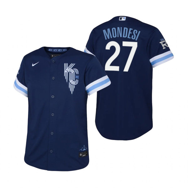  Youth Kansas City Royals #27 Adalberto Mondesi Navy 2022 City Connect Jersey 