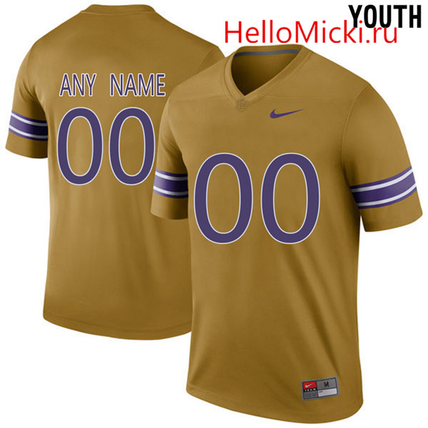  Youth LSU Tigers Customized College Football Limited Throwback Legand Jersey - Gridiron Gold 