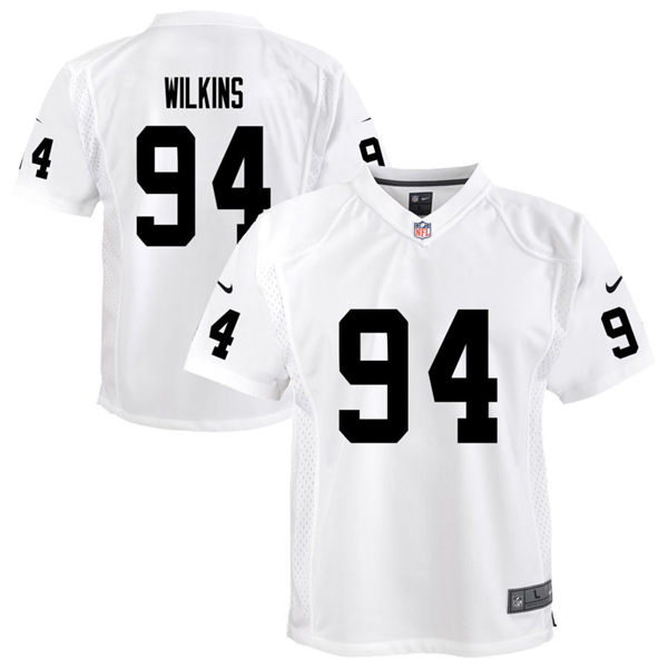  Youth Las Vegas Raiders #94 Christian Wilkins Nike White Limited Jersey 