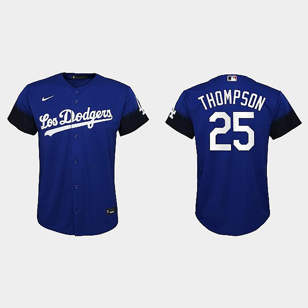  Youth Los Angeles Dodgers #25 Trayce Thompson Nike Royal City Connect Jersey 