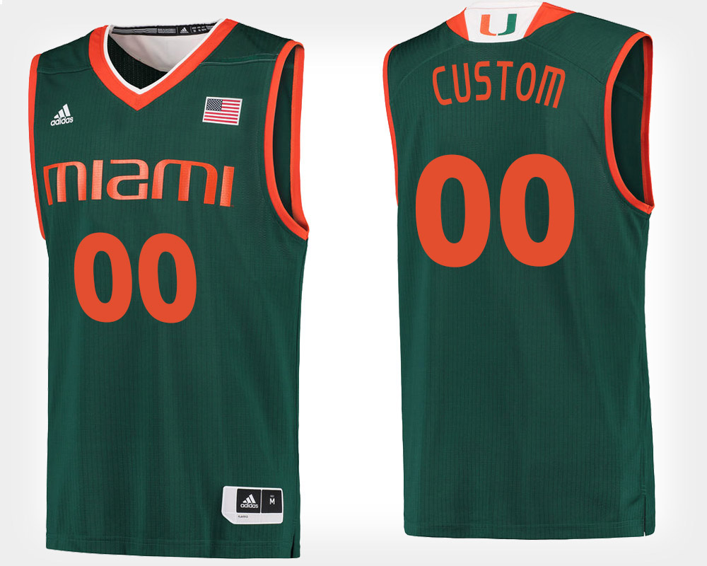  Youth Miami Hurricanes Custom Adidas 2015 Green Basketball Jersey
