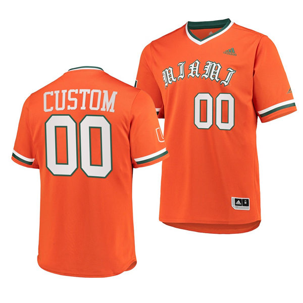  Youth Miami Hurricanes Custom Adidas 2022 Orange Pullover Baseball Jersey 