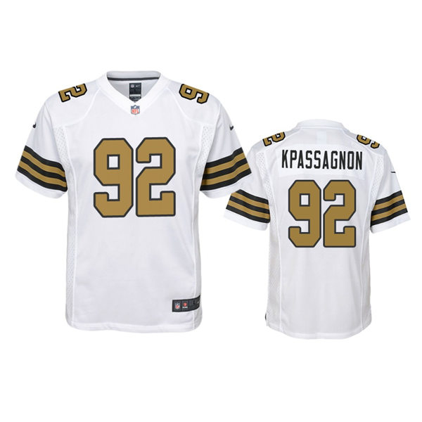  Youth New Orleans Saints #92 Tanoh Kpassagnon Nike White Color Rush Legend Jersey 