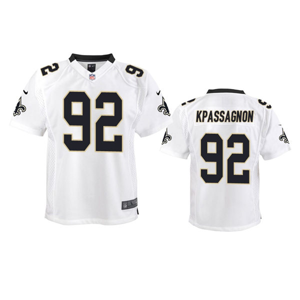  Youth New Orleans Saints #92 Tanoh Kpassagnon Nike White Limited Jersey 
