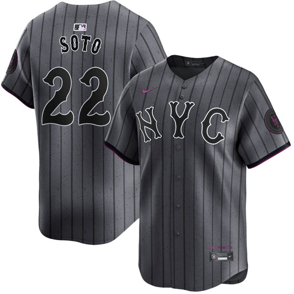  Youth New York Mets #22 Juan Soto  Nike Graphite 2024 City Connect Limited Jersey 