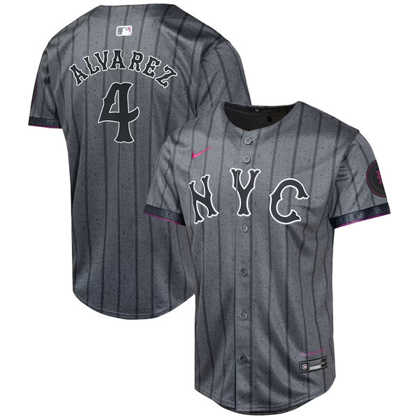  Youth New York Mets #4 Francisco Alvarez Nike Graphite 2024 City Connect Limited Jersey 