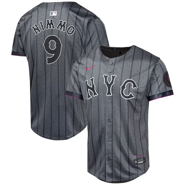  Youth New York Mets #9 Brandon Nimmo Nike Graphite 2024 City Connect Limited Jersey 