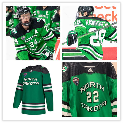  Youth North Dakota Fighting Hawks Custom Green 2020 Adidas College Hockey Game Jersey 