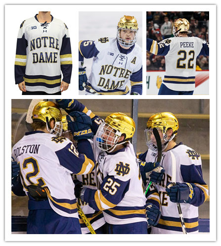  Youth Notre Dame Fighting Irish Custom Anders Lee Nate Clurman Matt Hellickson Colin Theisen Under Armour White Hockey Jersey 
