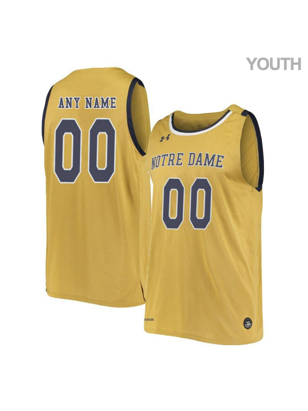  Youth Notre Dame Fighting Irish Custom Under Armour Gold Retro Basketball Jersey 