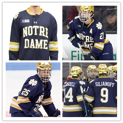  Youth Notre Dame Fighting Irish Robbie Russo Bryan Rust Jake Evans Cal Petersen Steven Fogarty Custom Under Armour Navy Hockey Jersey 