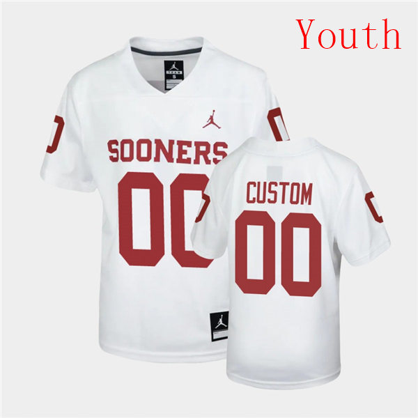  Youth Oklahoma Sooners Custom White Jordan College Football Jersey 