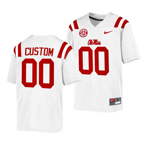  Youth Ole Miss Rebels Custom Nike White College Football Game Jersey 