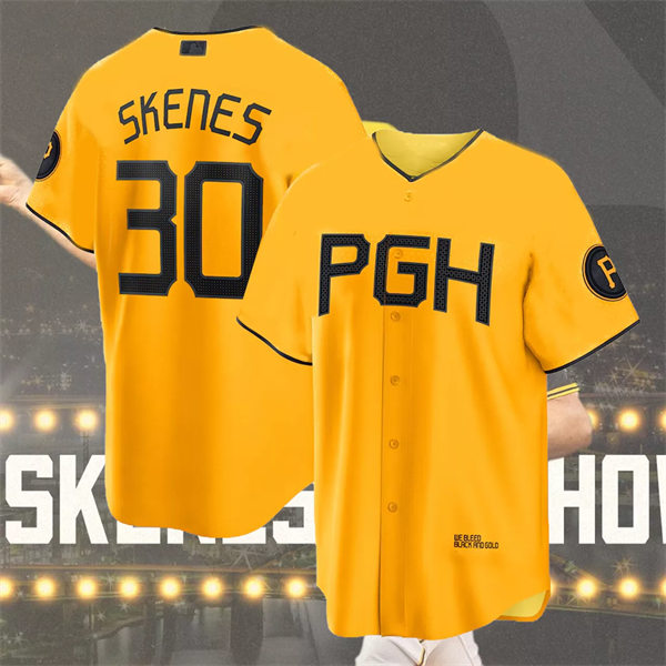 Youth Pittsburgh Pirates #30 Paul Skenes Gold 2023 City Connect Jersey 