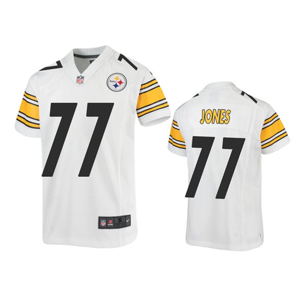  Youth Pittsburgh Steelers #77 Broderick Jones Nike White Limited Jersey 
