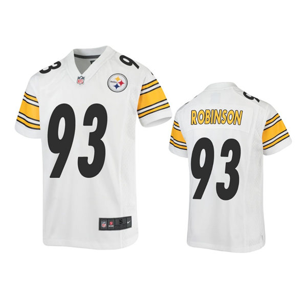  Youth Pittsburgh Steelers #93 Mark Robinson Nike White Limited Jersey 