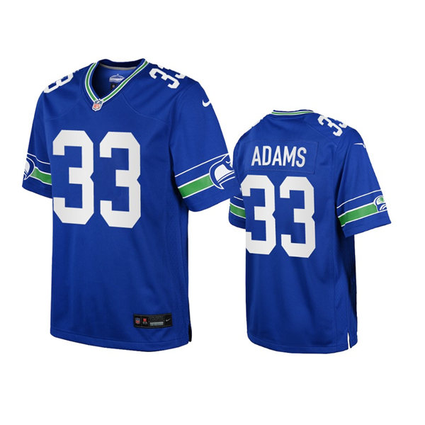  Youth Seattle Seahawks #33 Jamal Adams Royal Throwback Game Jersey 