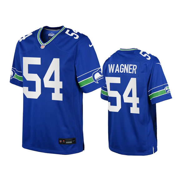  Youth Seattle Seahawks #54 Bobby Wagner Royal Throwback Game Jersey 