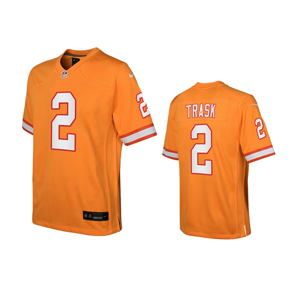  Youth Tampa Bay Buccaneers #2 Kyle Trask Orange Throwback Game Jersey 