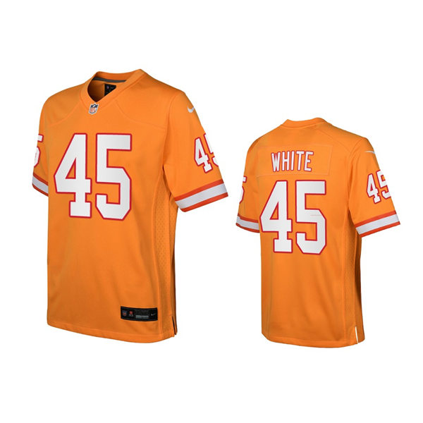  Youth Tampa Bay Buccaneers #45 Devin White Orange Throwback Game Jersey 