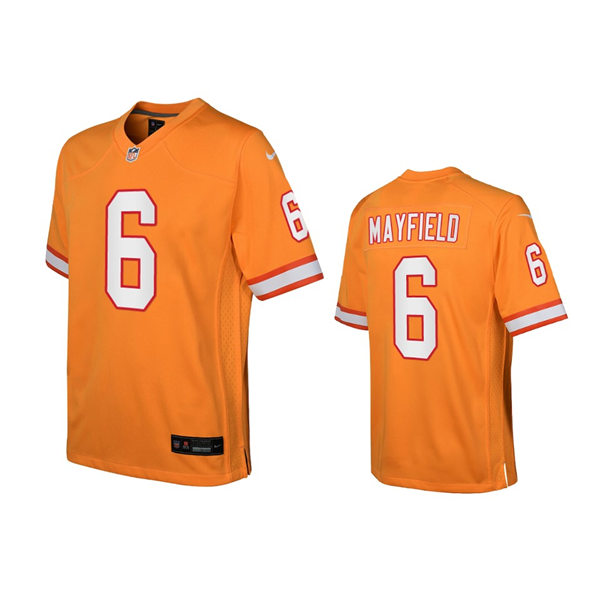  Youth Tampa Bay Buccaneers #6 Baker Mayfield Orange Throwback Game Jersey 