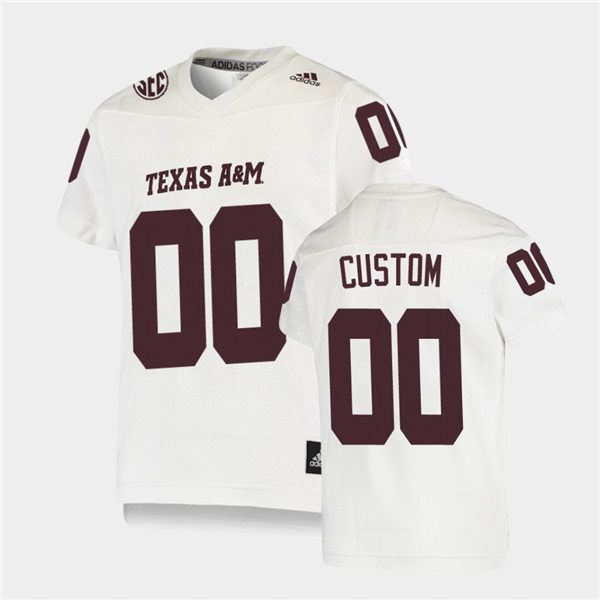  Youth Texas A&M Aggies Custom Adidas White Football Game Jersey 