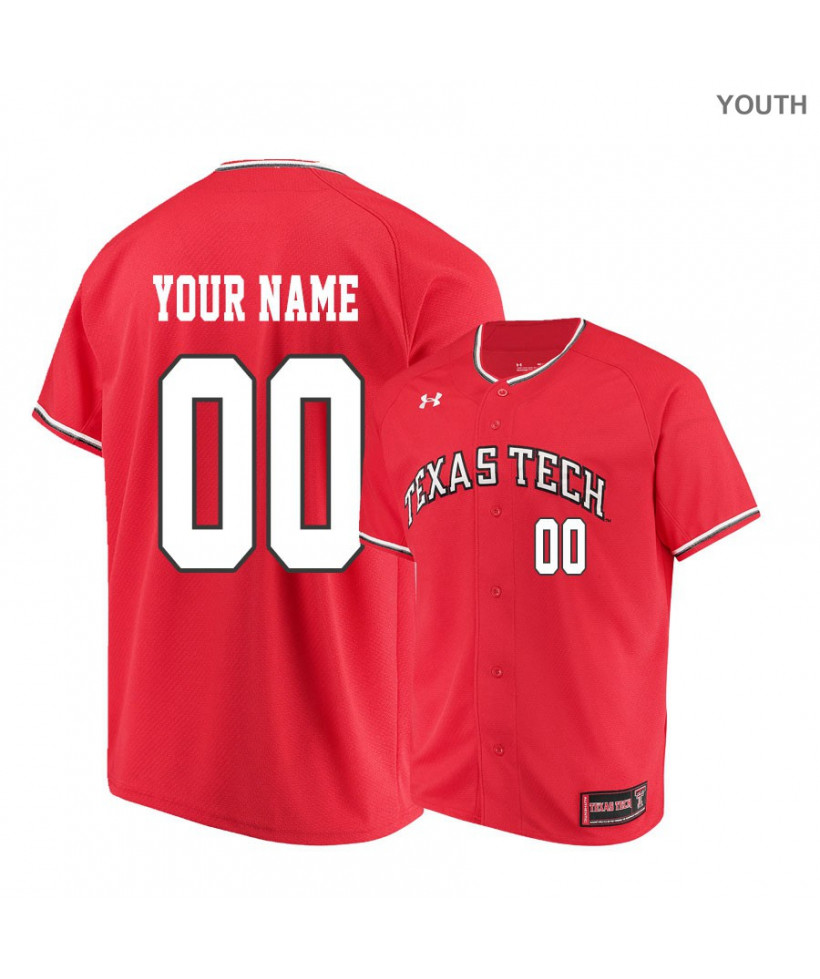  Youth Texas Tech Red Raiders Custom Micah Dallas Davis Martin Kelby Tomlinson Chad Bettis Red Under Armour Baseball Jersey 