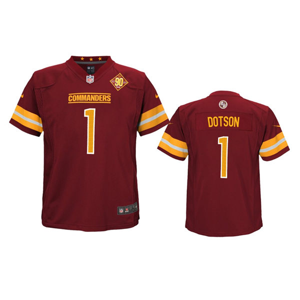  Youth Washington Commanders #1 Jahan Dotson Burgundy Team Color Limited Jersey 