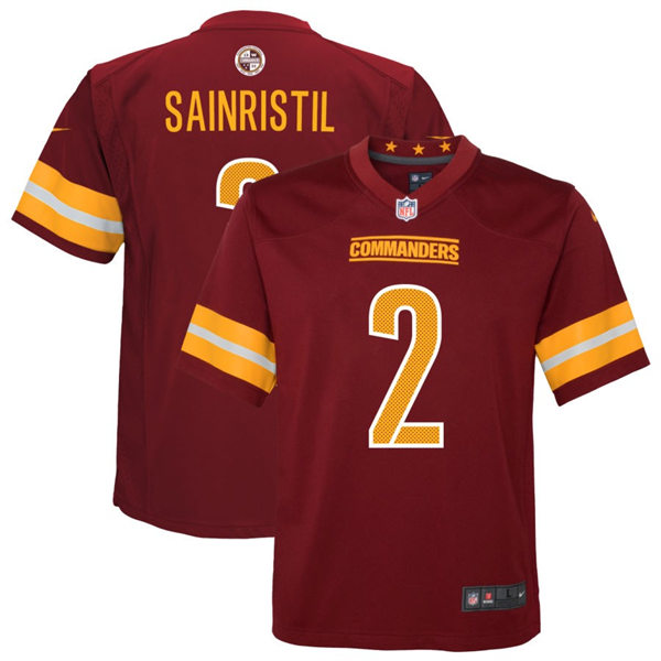  Youth Washington Commanders #2 Mike Sainristil Nike Burgundy Team Color Limited Jersey 