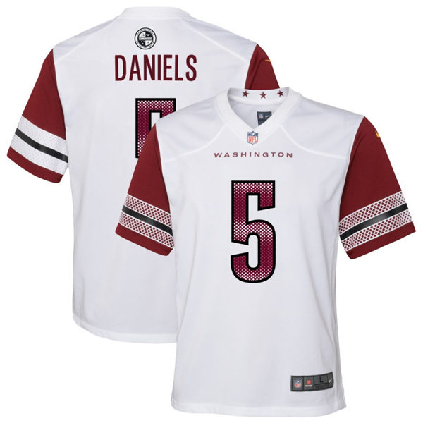  Youth Washington Commanders #5 Jayden Daniels Nike White Away Limited Jersey 