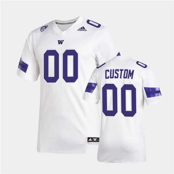  Youth Washington Huskies Custom Adidas 2022 White Football Game Jersey 