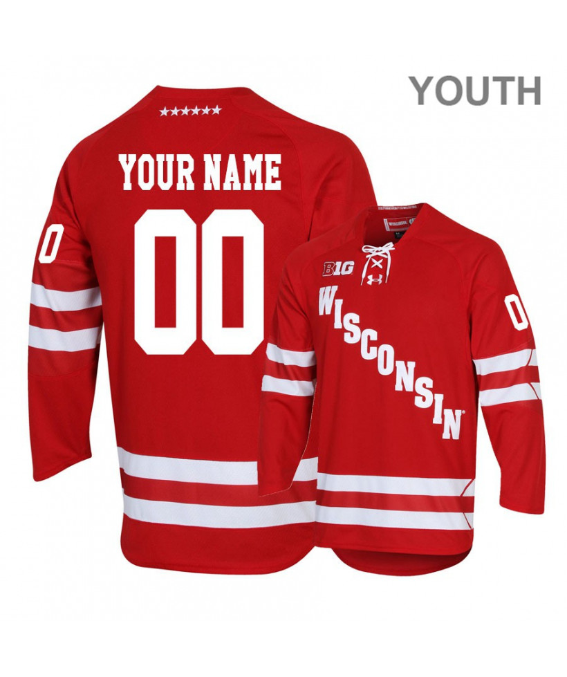  Youth Wisconsin Badgers Custom Ryan Suter K'Andre Miller Seamus Malone Peter Tischke Jack Berry Josh Ess Cardinal Hockey Jersey 