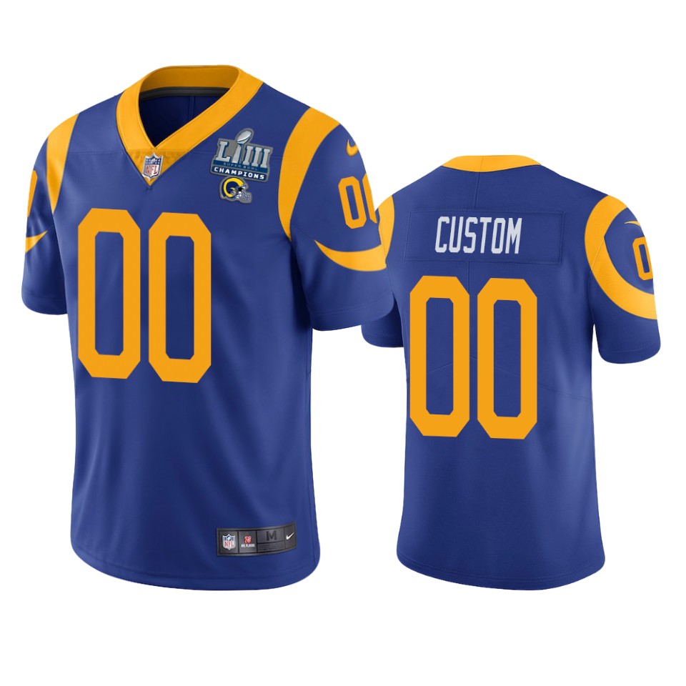 00 custom royal super bowl liii champions jersey 0a