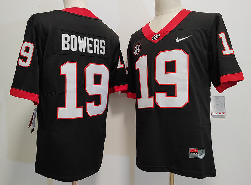 Mens Georgia Bulldogs #19 Brock Bowers Nike Block Number Black Foootball Jersey