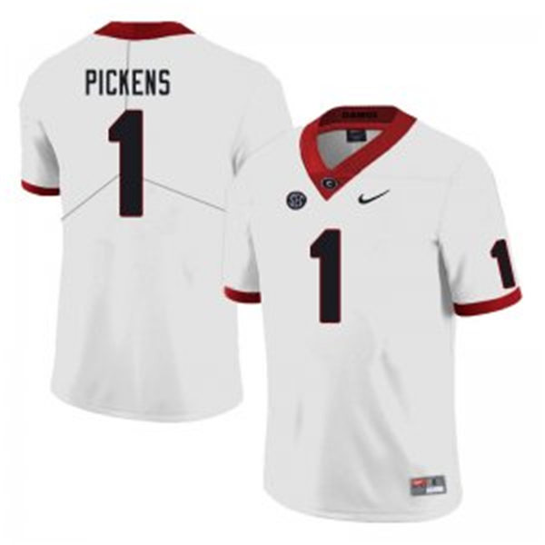 Mens Georgia Bulldogs #1 George Pickens Stitched Nike White Foootball Jersey