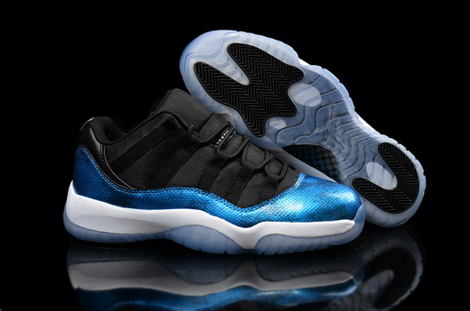 Air Jordan 11 Retro Men Shoes Black Blue Snakeskin