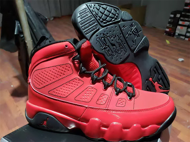 Men Jordan 9 Chicago Bulls Red Shoes