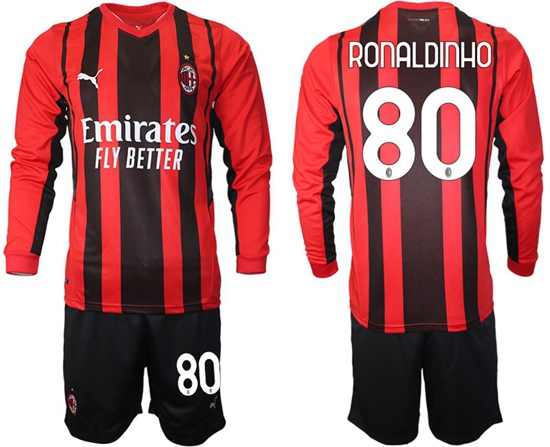 Men AC Milan Long Sleeve Soccer Jerseys 501