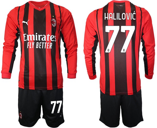 Men AC Milan Long Sleeve Soccer Jerseys 502