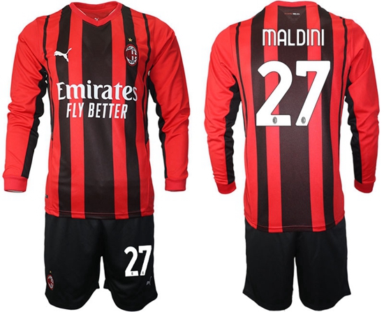 Men AC Milan Long Sleeve Soccer Jerseys 503