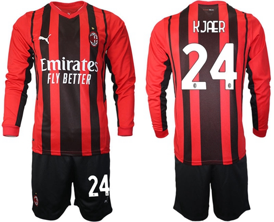 Men AC Milan Long Sleeve Soccer Jerseys 504